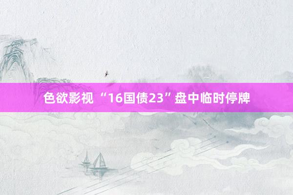 色欲影视 “16国债23”盘中临时停牌