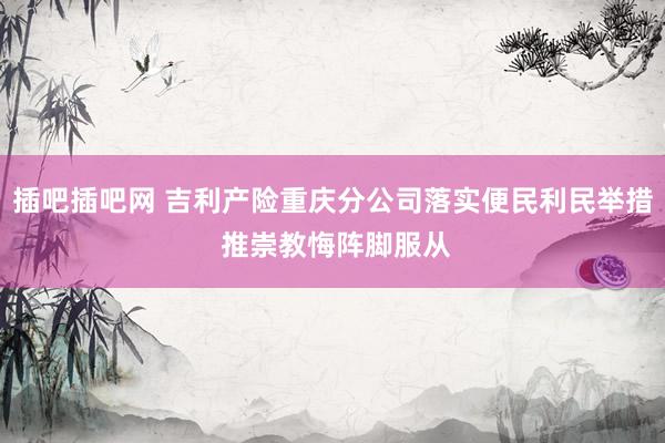 插吧插吧网 吉利产险重庆分公司落实便民利民举措 推崇教悔阵脚服从