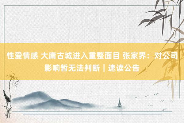 性爱情感 大庸古城进入重整面目 张家界：对公司影响暂无法判断｜速读公告