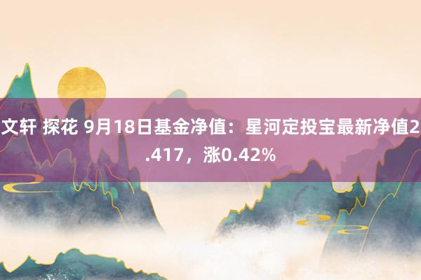 文轩 探花 9月18日基金净值：星河定投宝最新净值2.417，涨0.42%