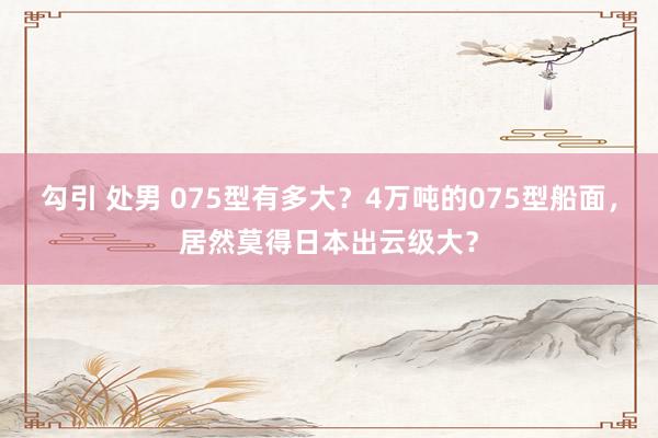 勾引 处男 075型有多大？4万吨的075型船面，居然莫得日本出云级大？