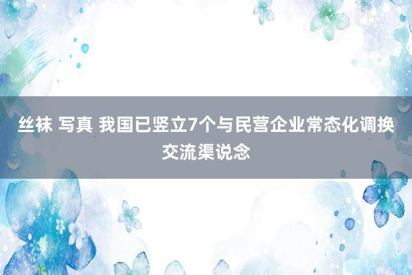 丝袜 写真 我国已竖立7个与民营企业常态化调换交流渠说念