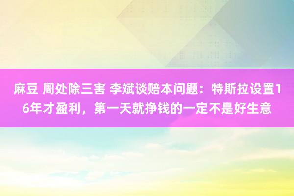 麻豆 周处除三害 李斌谈赔本问题：特斯拉设置16年才盈利，第一天就挣钱的一定不是好生意