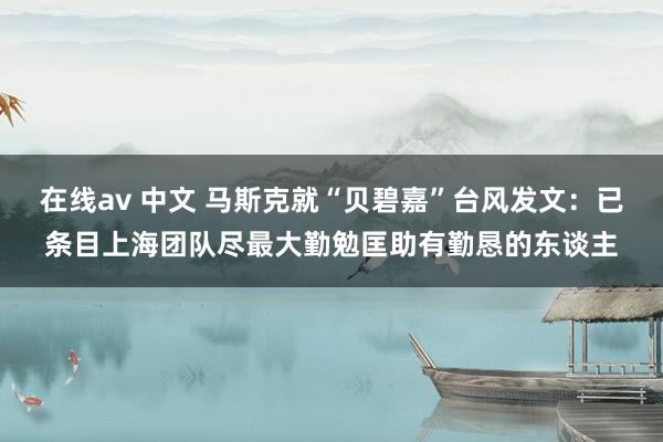 在线av 中文 马斯克就“贝碧嘉”台风发文：已条目上海团队尽最大勤勉匡助有勤恳的东谈主