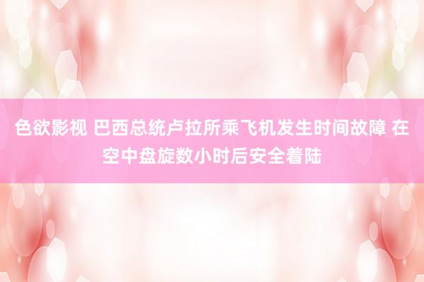 色欲影视 巴西总统卢拉所乘飞机发生时间故障 在空中盘旋数小时后安全着陆