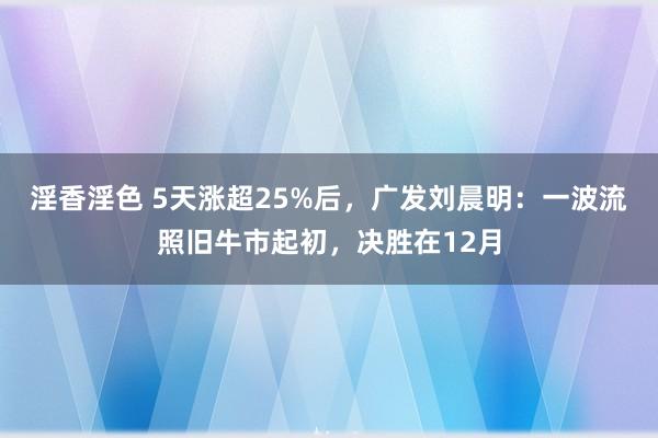 淫香淫色 5天涨超25%后，广发刘晨明：一波流照旧牛市起初，决胜在12月