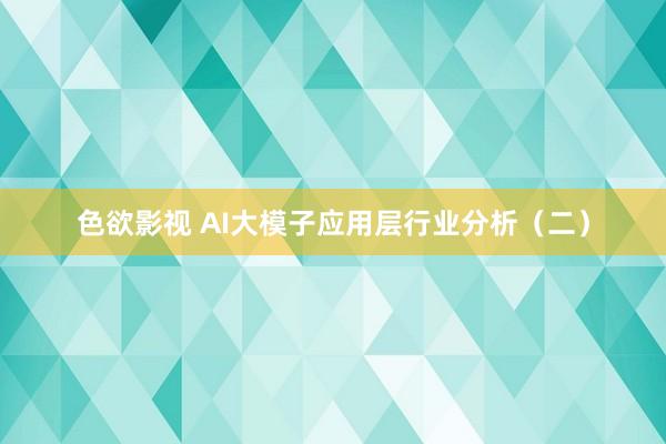 色欲影视 AI大模子应用层行业分析（二）