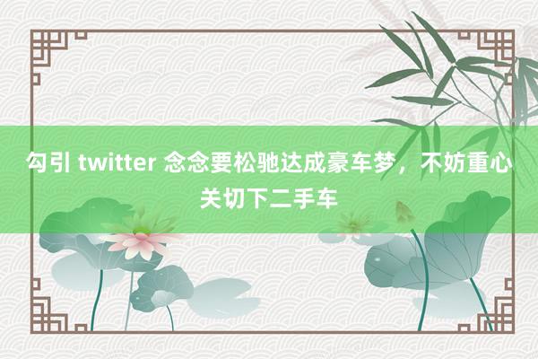 勾引 twitter 念念要松驰达成豪车梦，不妨重心关切下二手车