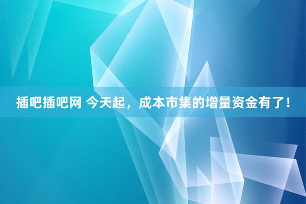 插吧插吧网 今天起，成本市集的增量资金有了！