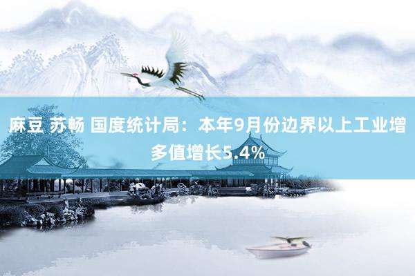 麻豆 苏畅 国度统计局：本年9月份边界以上工业增多值增长5.4%