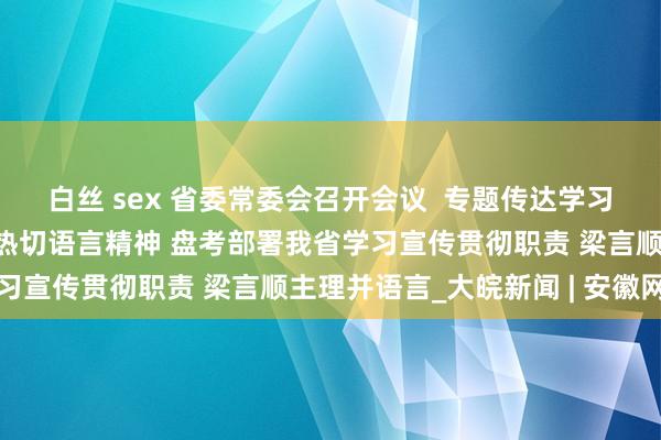 白丝 sex 省委常委会召开会议  专题传达学习习近平总文牍练习安徽热切语言精神 盘考部署我省学习宣传贯彻职责 梁言顺主理并语言_大皖新闻 | 安徽网