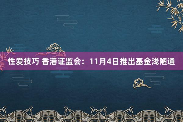 性爱技巧 香港证监会：11月4日推出基金浅陋通