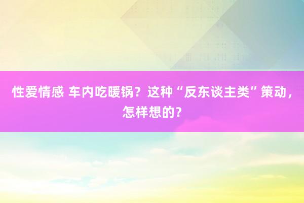 性爱情感 车内吃暖锅？这种“反东谈主类”策动，怎样想的？