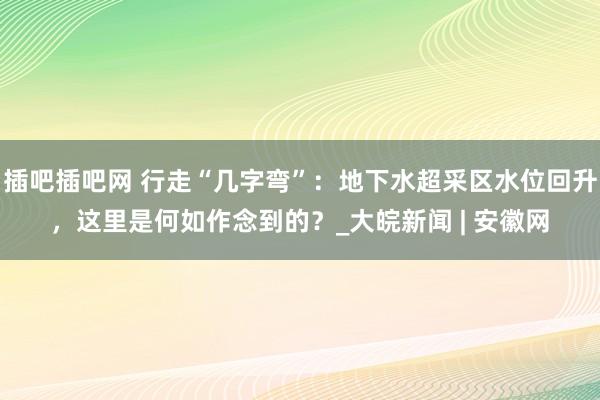 插吧插吧网 行走“几字弯”：地下水超采区水位回升，这里是何如作念到的？_大皖新闻 | 安徽网