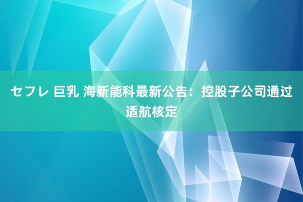 セフレ 巨乳 海新能科最新公告：控股子公司通过适航核定