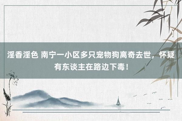 淫香淫色 南宁一小区多只宠物狗离奇去世，怀疑有东谈主在路边下毒！