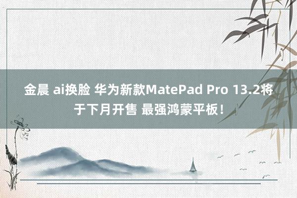 金晨 ai换脸 华为新款MatePad Pro 13.2将于下月开售 最强鸿蒙平板！