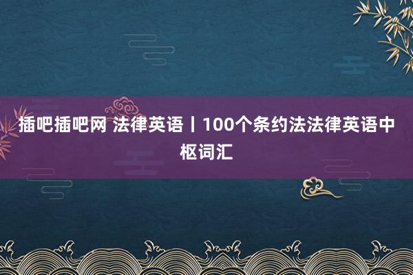 插吧插吧网 法律英语丨100个条约法法律英语中枢词汇