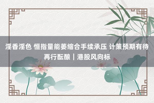 淫香淫色 恒指量能萎缩合手续承压 计策预期有待再行酝酿｜港股风向标