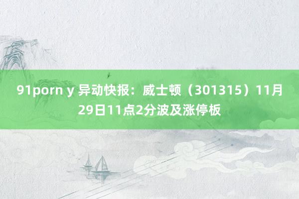 91porn y 异动快报：威士顿（301315）11月29日11点2分波及涨停板