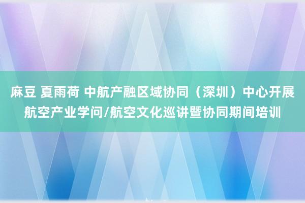 麻豆 夏雨荷 中航产融区域协同（深圳）中心开展航空产业学问/航空文化巡讲暨协同期间培训