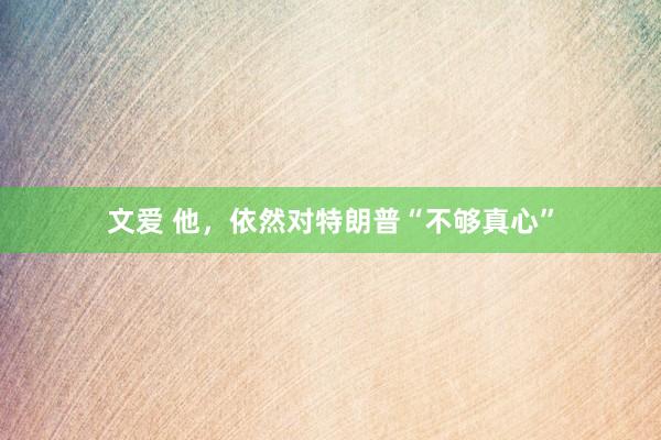 文爱 他，依然对特朗普“不够真心”