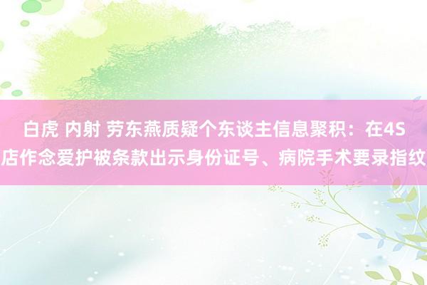 白虎 内射 劳东燕质疑个东谈主信息聚积：在4S店作念爱护被条款出示身份证号、病院手术要录指纹