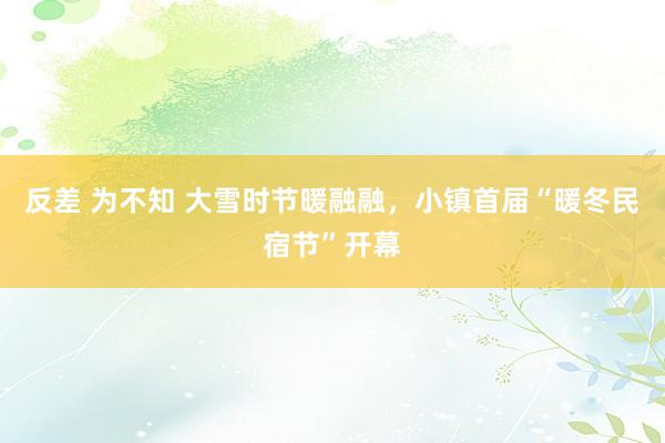 反差 为不知 大雪时节暖融融，小镇首届“暖冬民宿节”开幕