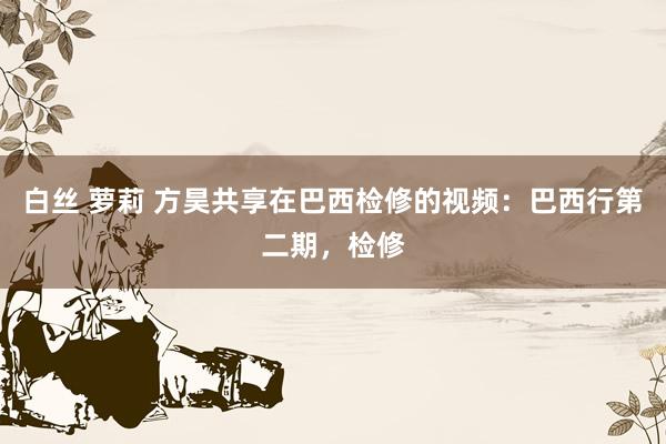白丝 萝莉 方昊共享在巴西检修的视频：巴西行第二期，检修