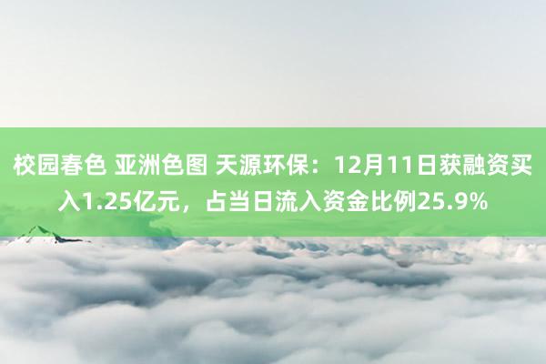 校园春色 亚洲色图 天源环保：12月11日获融资买入1.25亿元，占当日流入资金比例25.9%