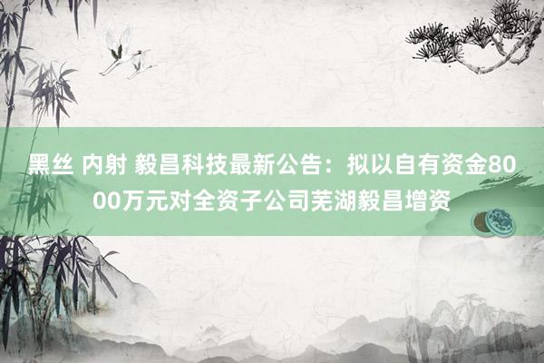 黑丝 内射 毅昌科技最新公告：拟以自有资金8000万元对全资子公司芜湖毅昌增资