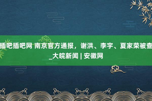 插吧插吧网 南京官方通报，谢洪、李宇、夏家荣被查_大皖新闻 | 安徽网