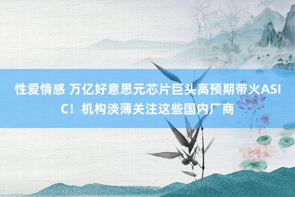 性爱情感 万亿好意思元芯片巨头高预期带火ASIC！机构淡薄关注这些国内厂商