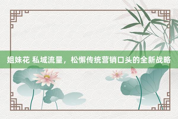 姐妹花 私域流量，松懈传统营销口头的全新战略
