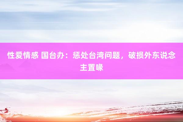 性爱情感 国台办：惩处台湾问题，破损外东说念主置喙