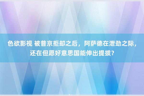 色欲影视 被普京拒却之后，阿萨德在泄劲之际，还在但愿好意思国能伸出提拔？