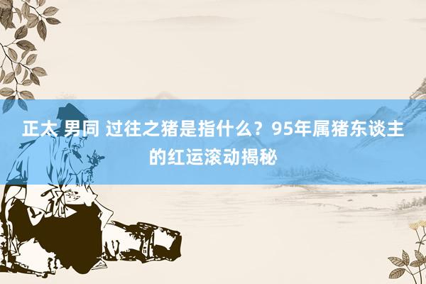 正太 男同 过往之猪是指什么？95年属猪东谈主的红运滚动揭秘