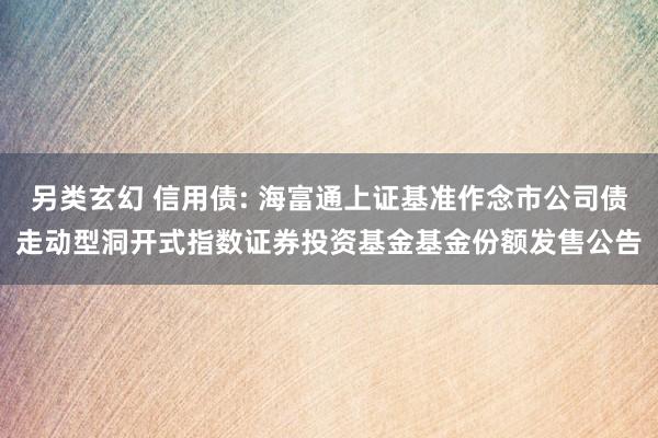 另类玄幻 信用债: 海富通上证基准作念市公司债走动型洞开式指数证券投资基金基金份额发售公告