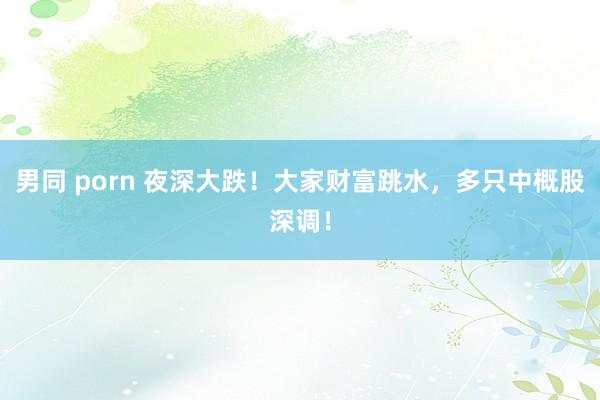 男同 porn 夜深大跌！大家财富跳水，多只中概股深调！