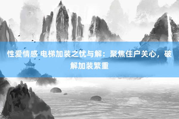 性爱情感 电梯加装之忧与解：聚焦住户关心，破解加装繁重