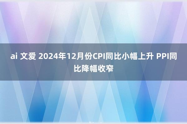 ai 文爱 2024年12月份CPI同比小幅上升 PPI同比降幅收窄