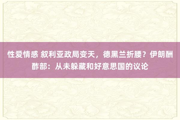 性爱情感 叙利亚政局变天，德黑兰折腰？伊朗酬酢部：从未躲藏和好意思国的议论