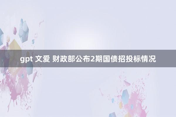 gpt 文爱 财政部公布2期国债招投标情况