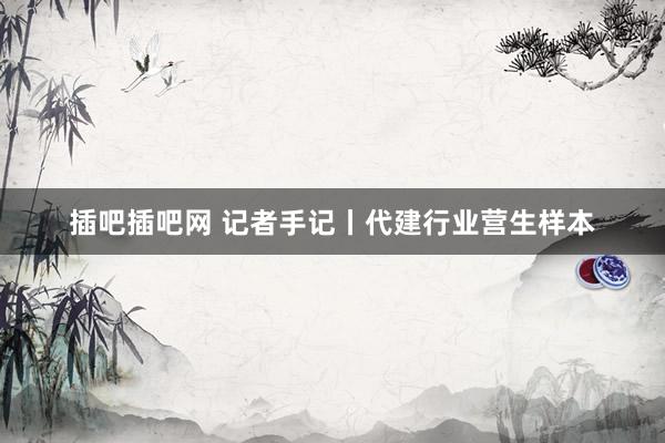 插吧插吧网 记者手记丨代建行业营生样本