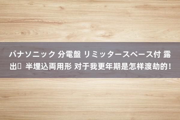 パナソニック 分電盤 リミッタースペース付 露出・半埋込両用形 对于我更年期是怎样渡劫的！
