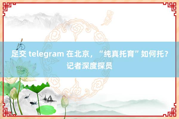 足交 telegram 在北京，“纯真托育”如何托？记者深度探员