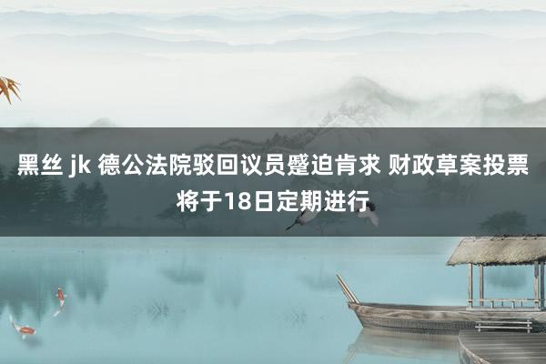 黑丝 jk 德公法院驳回议员蹙迫肯求 财政草案投票将于18日定期进行