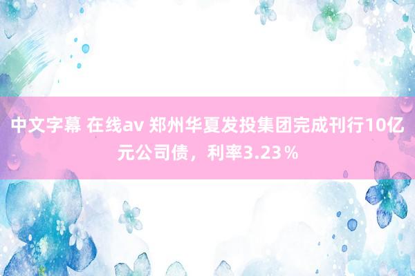 中文字幕 在线av 郑州华夏发投集团完成刊行10亿元公司债，利率3.23％