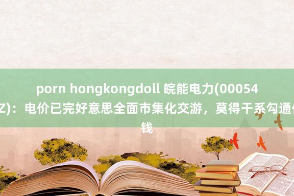 porn hongkongdoll 皖能电力(000543.SZ)：电价已完好意思全面市集化交游，莫得干系勾通价钱