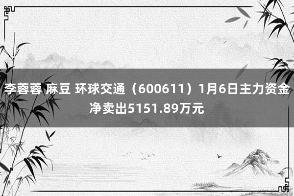 李蓉蓉 麻豆 环球交通（600611）1月6日主力资金净卖出5151.89万元